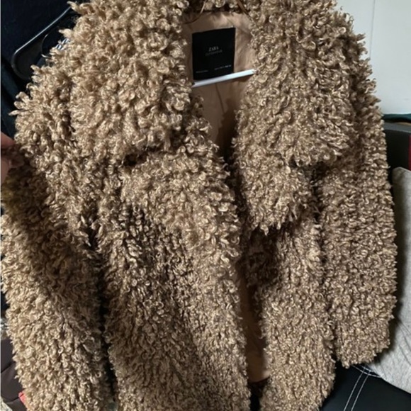Zara Outerwear NWOT Woman Soft Faux Fur Brown Teddy Winter Coat - Picture 4 of 7